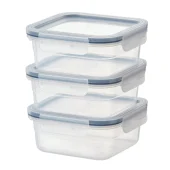 ظرف نگهداری غذا ایکیا IKEA 365+ پلاستیکی مربع 750 میلی‌لیتر بسته 3 عددی مناسب یخچال، فریزر و مایکروویو