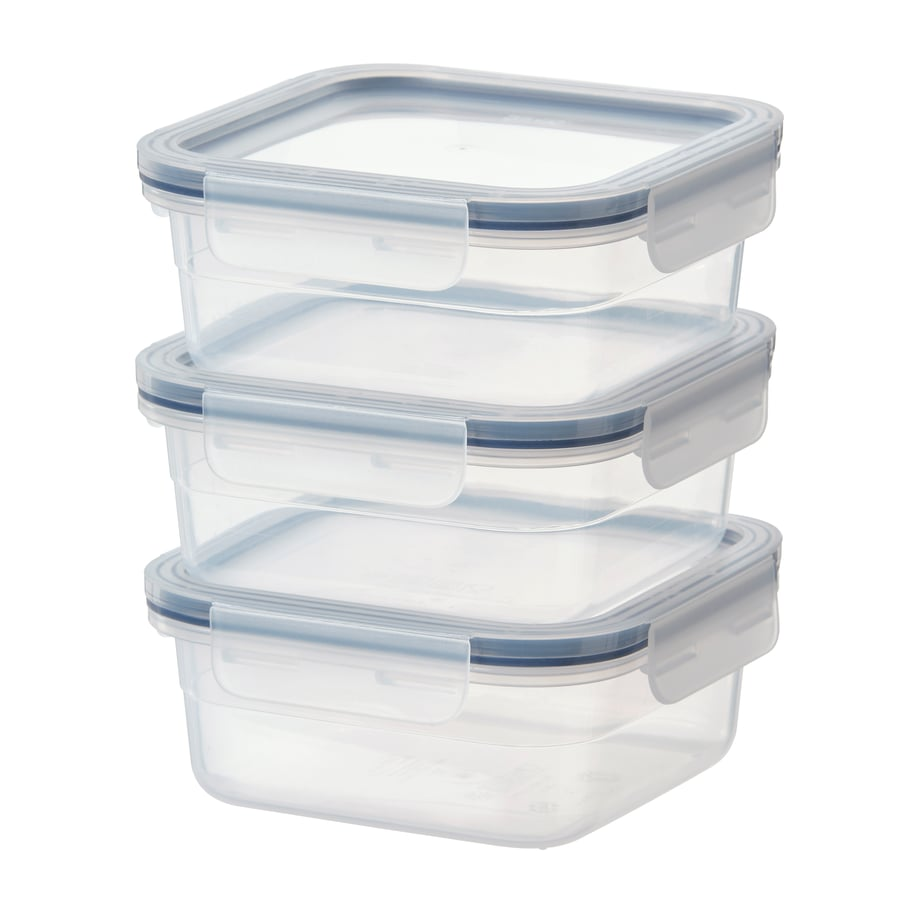 PE761532 ظرف نگهداری غذا ایکیا IKEA 365+ پلاستیکی مربع 750 میلیلیتر بسته 3 عددی مناسب یخچال، فریزر و مایکروویو