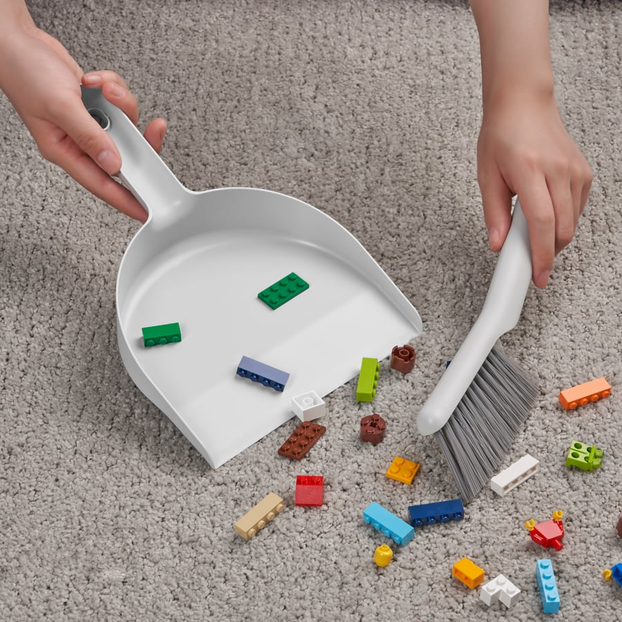 PE886359 خاک انداز و جارو ایکیا PEPPRIG طوسی مناسب نظافت سریع آشپزخانه، اتاق و محل کار