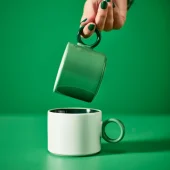 ماگ سرامیکی ایکیا PIGGÅL سفید سبز 300 میلی‌لیتر بسته 2 عددی
